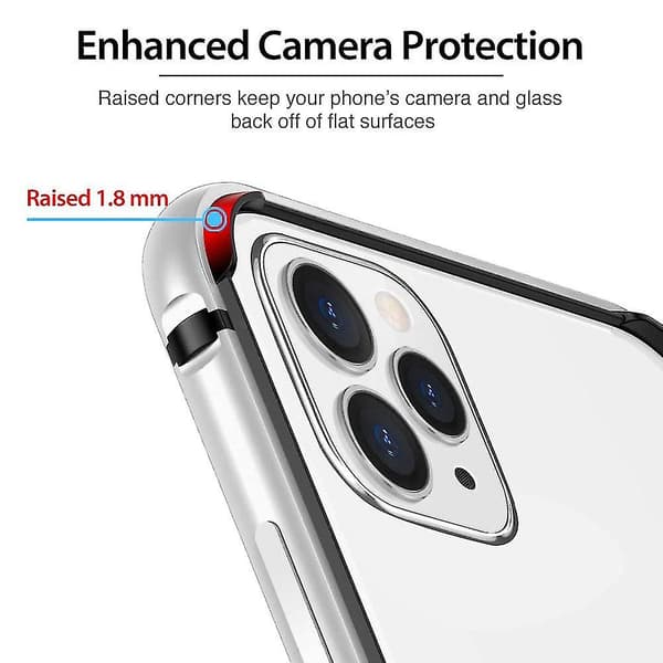 Bumper-cover kompatibel med iPhone 11 Pro, metalramme-rustning med blød Silver