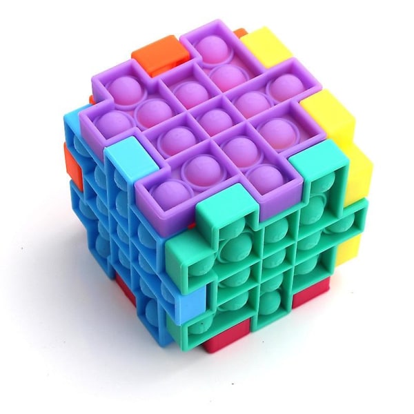 Pops Kit Cube Fidget Relief Stress Leksaker Modell Bubble Anti-stress Vuxna Barn Sensoriskt Silikon Pussel Squeeze Barn Present