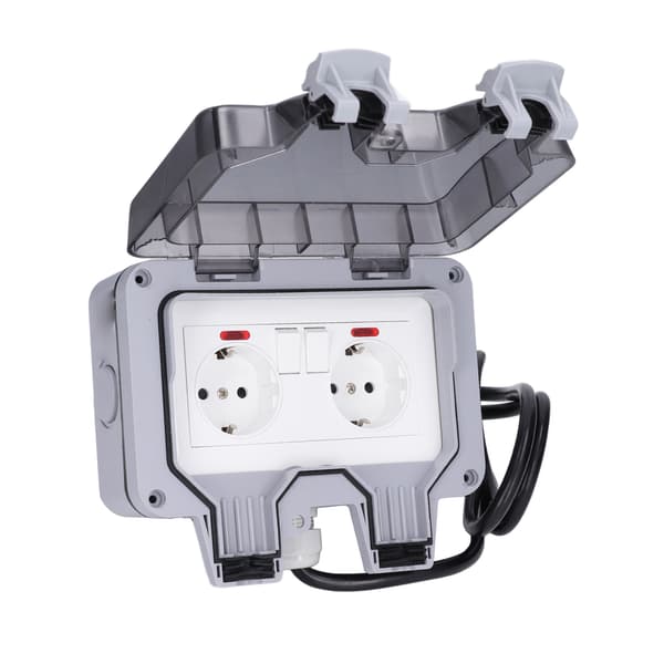 [LCS]Outdoor Double European Socket IP66 Waterproof Wall Socket 250V 16A
