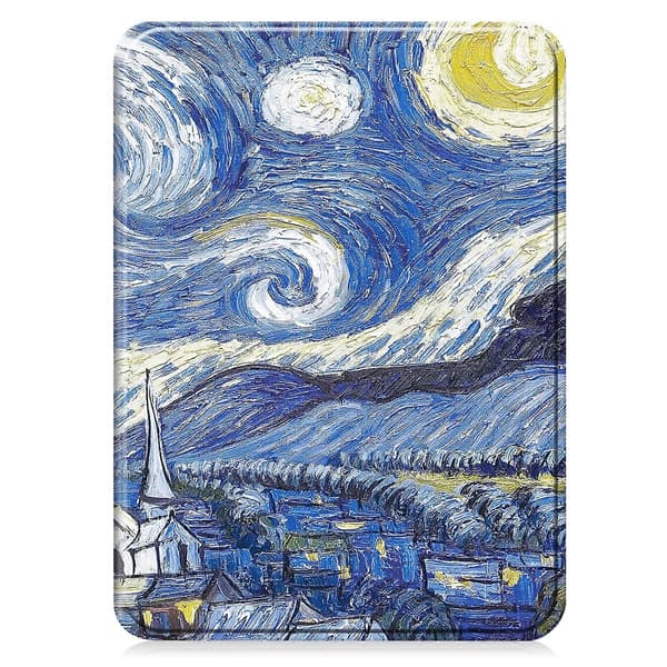 Ensfarvet læderetui til Kindle 12. generation 2024 Starry Sky