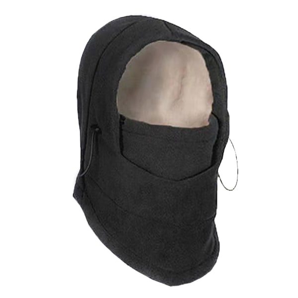 Vinter Fleece Halsvarmer Balaclava Hue Ansigtsdækning Hætte Vindtæt Ski Hue Mænd Kvinder Black fleece lined