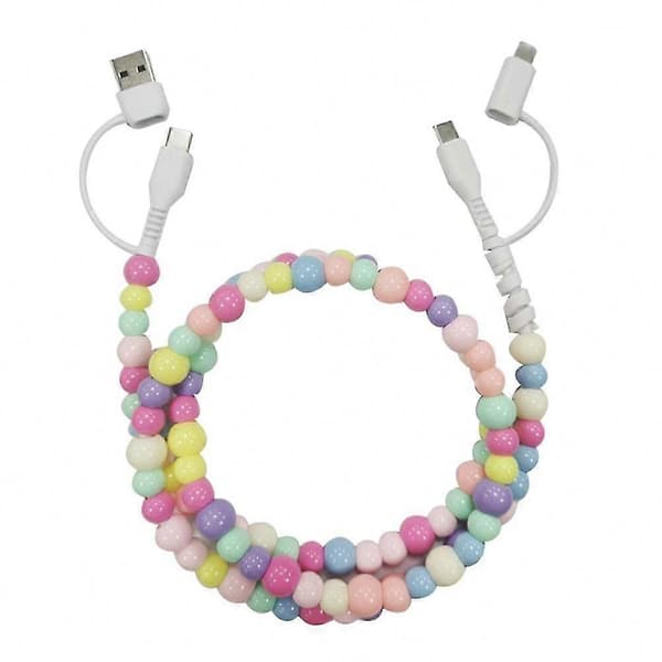 [LCS] Helmelliset latausjohdot, 4-in-1 pikalatauskaapeli puhelimille ja laitteille colored.beads