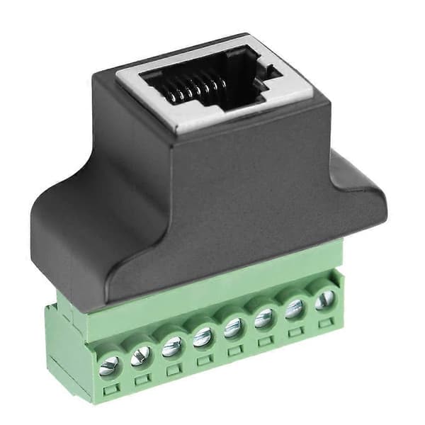 RJ45 Breakout, skrueterminaladapterstik, 8-benet skrueterminalstik til Ethernet-forlænger