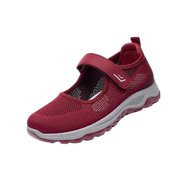 Kvinner Eldre Mesh Joggesko Sklisikre Hverdagssko Flate Pustende Joggesko 39 Red 39 Size