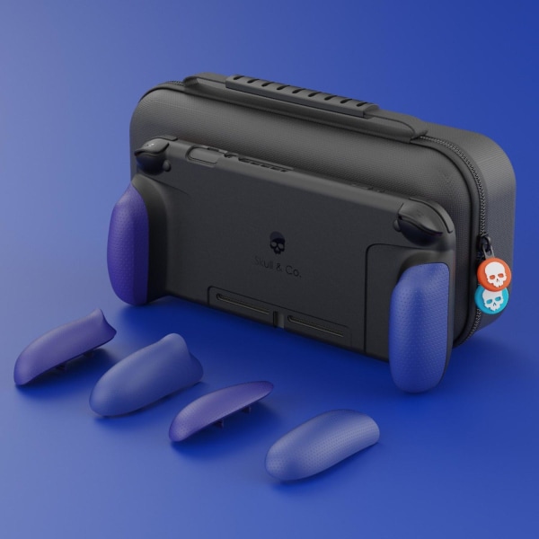 Skull & co. greppväska med utbytbara case skyddsväska cover maxcarry case förvaringsväska för Nintendo switch Neon red blue