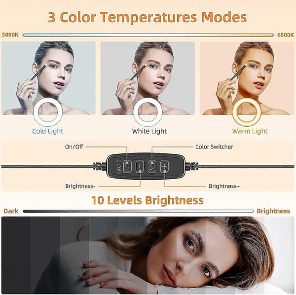 5\" Skrivebordsringlys med stativ, LED-ringlys til bærbar skærm, videokonferencebelysning, Zoom mødebelysning til videoopkald Selfie Makeup Pc Webca
