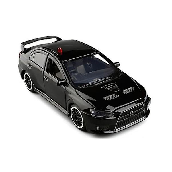 EVO IX 9 poliisimallin leluauto simulaatioäänellä ja -valolla EVO X 10 painevalettu leluautomalli (musta)