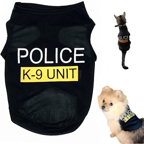 Hund T-shirt Husdjur Polis Hund Katt Kläder Sommarkostymer Valpskjorta, Andningsbara Kläder Väst Kläder för Extra Liten Medium Hund Pojke och Flicka