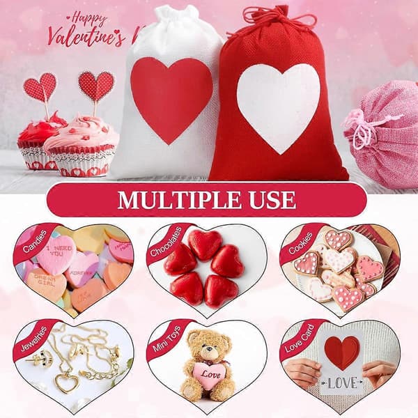 Festgavepose med etikett og tau mini bryllupspose Valentinsdag gavepose