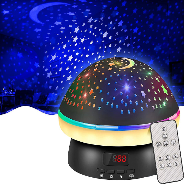 Timer Rotation Stjärnprojektor Nattlampa Barn Blinkande Ljus Julklapp black