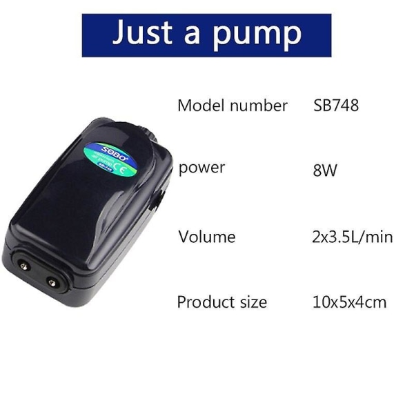 Hög effekt 8w 12w akvarium syre luftpump fisk akvarium luftkompressor Sb748 just a pump Eu plug