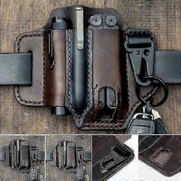 Läderfodral, sytt med Tiger Thread, kompatibelt med Fenix PD25/Olight S2R, förvaringsväska för campingutrustning brown Leather holster