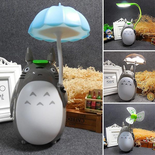Min Nabo Totoro LED Oppladbar Bordlampe Lysstyrkejustering Øyebeskyttelse Nattlys LD154 White Tripe