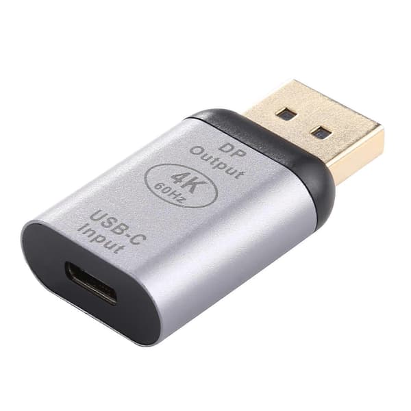 Type-C / USB-C naaras-Big DP uros alumiiniseosadapteri (hopea) Silver