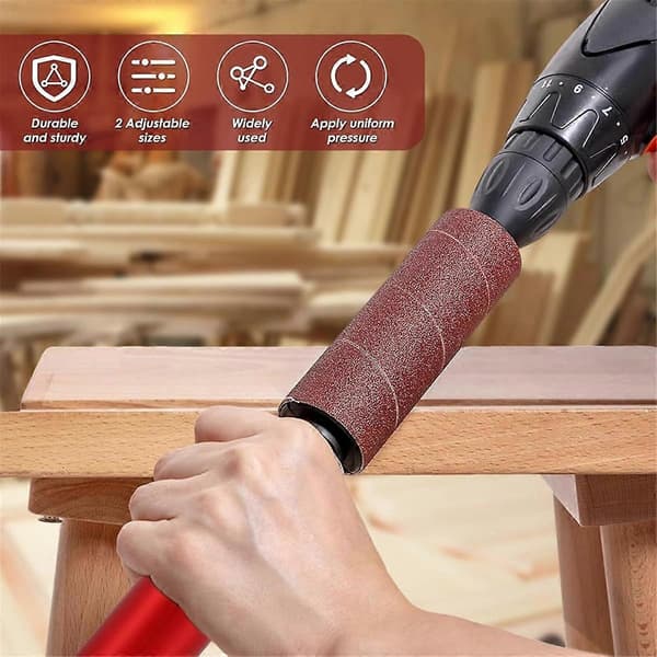 [LCS] Drum Sanding Kit, Rubber Sanding Drum Spindle Sanding Adapter, with 120-Grit Sandpaper Drum, Sanding Sleeves Drill