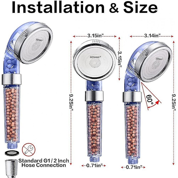 Duschhuvud, 3 Lägesfunktion Spray Handhållet Duschmunstycke Blue Shower Head