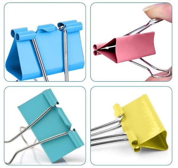 [LCS]Binder Clips Metal Foldback Clips Assorted Colours Clamps Paper Clips 24*32mm