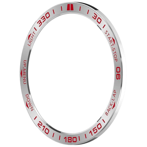 Til Garmin Fenix 8 47mm AMOLED Version Rustfrit Stål Bezel Ridsefast Beskyttelsesring Multicolor Silver+Red