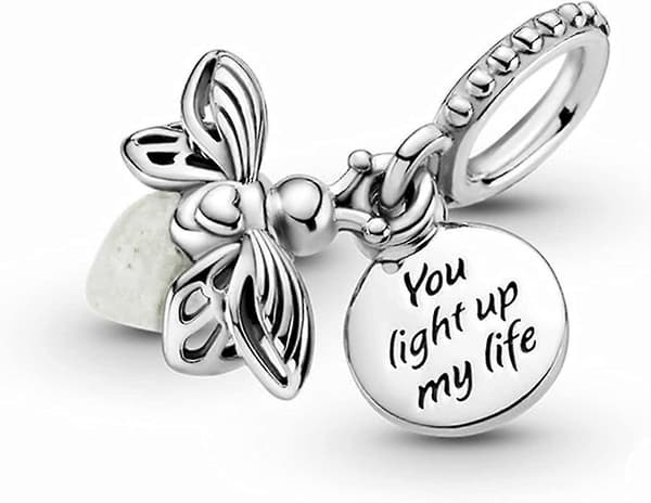 Lysande Eldfluga Hänge 925 Sterling Silver Berlocker Pärlor