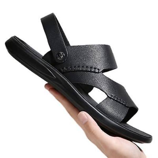 Herrsandaler för utomhusbruk, avslappnade tofflor, halkfria med dubbla användningsområden Black 43