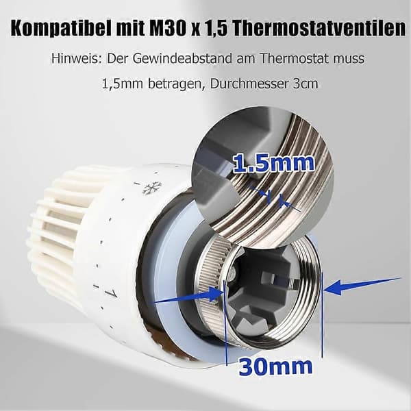 Radiatoradapter M30 X 1.0 til M30 X 1.5 for Oventrop Ventiler 1011445 - Termostatventil Fin Gjengeadapter