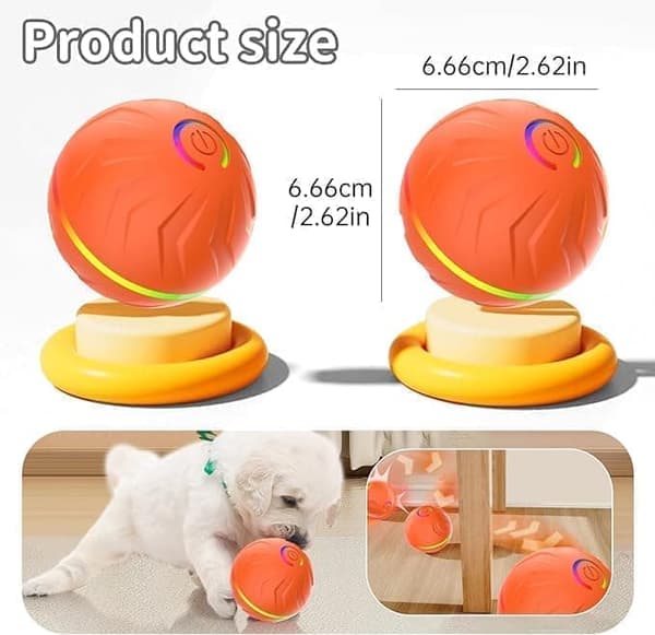 [LCS] Interactive Dog Smart Ball Toy, Interactive Cat Ball Toy – Bouncing Ball for Dogs, Durable Play Ball for Active Pets orange black