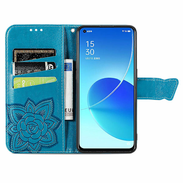 Oppo Reno 6 5g Fodral Flip Skydd Präglad Fjäril Mjuk Tpu Stötsäker