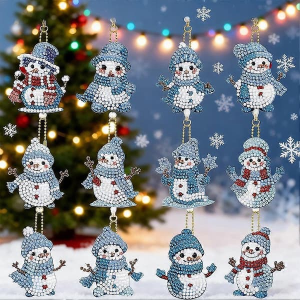 [LCS]12 deler jul vinter snømann anheng DIY diamantkunst