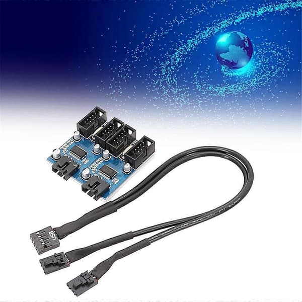 [LCS] Bundkort 9-Pin USB2.0 Forlængerkabel 9PIN til Dobbelt 9PIN med Chip Support Multi-Interface Delt Black