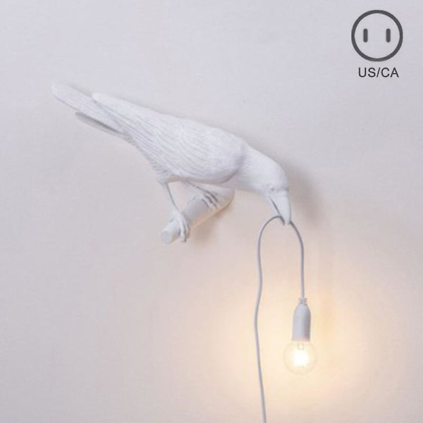 Raven Lätta Fåglar Bordslampor Sovrum Harts Kråka Skrivbordslampa Sänglampa Vägglampa White C US Plug