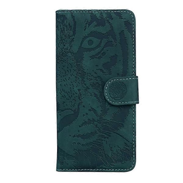 [LCS] For Nokia 5.4 Tiger Embossing Pattern Horisontal Flip Skinnveske Green