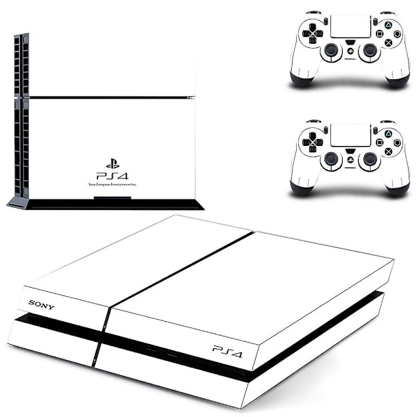 Puhtaan valkoinen PS4-pelikonsolin ja -ohjaimen suojatarra, täysi peittävä etulevy, yhteensopiva PlayStation 4 Dualshock 4 PS4 -suojatarran kanssa Qptm0417