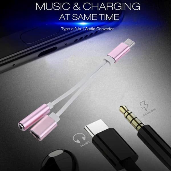USB-C – USB-C + 3,5 mm äänisovitin, kuuloke- ja lataussovitin PK