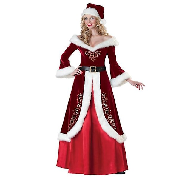 Fröken Jultomte Kostymer Röd Sammet Dam Jul Maskeradkläder L