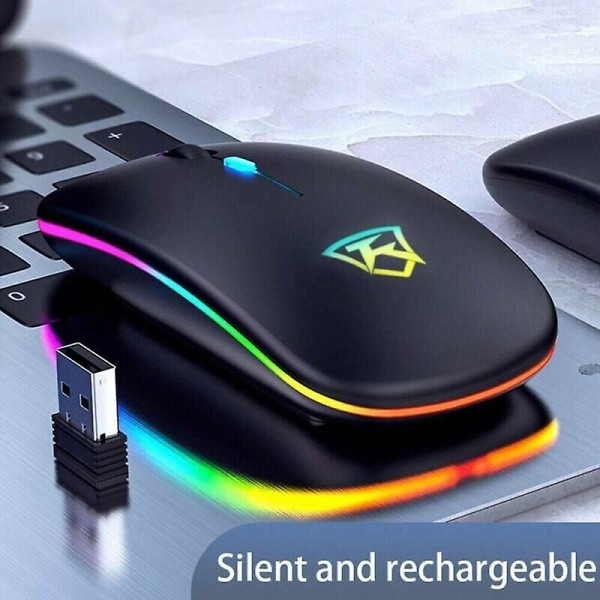 LED Trådlös Mus Sladdlös Optisk Mus För PC Laptop Windows 2.4GHz Gaming