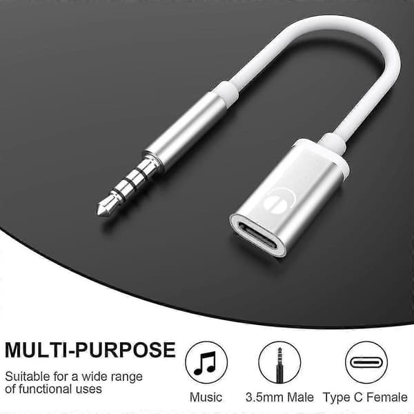 3,5 mm han til type C hun lydkabelledning, analogt lydstik hovedtelefonlydadapter til MP3-afspiller