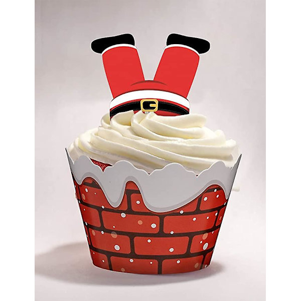 48 Stykker Jule Cupcake Toppers og Papirforme