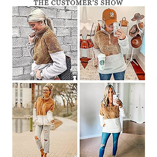 Sherpa Pullover Fleecejakker til Kvinder Frakke Overtøj brown L