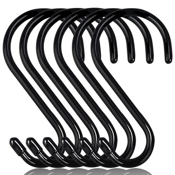 12 kpl 15 cm S-koukkuja, vaatekaappikoukut, ripustuskoukut, ripustimet (12 kpl, suuri, musta)