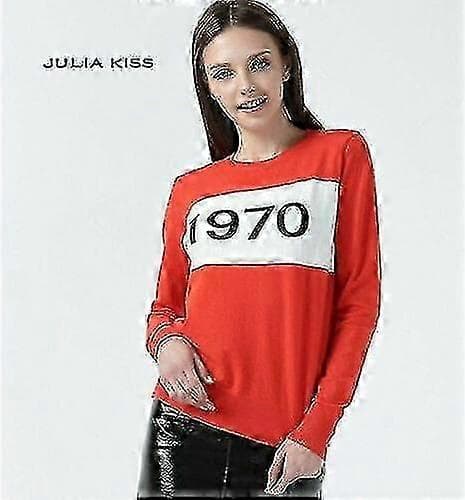 1970 Jumper Pullover Bella Designer Sort Orange Dame Langærmet Strikket Top Black S