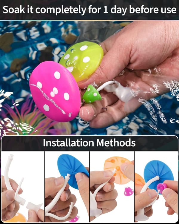 [LCS]2-pack Mushroom Swing Soft Aquarium Rest Bed Fish Breeding Spawning Mat with Suction Cup Silicone Ornament Decoration C