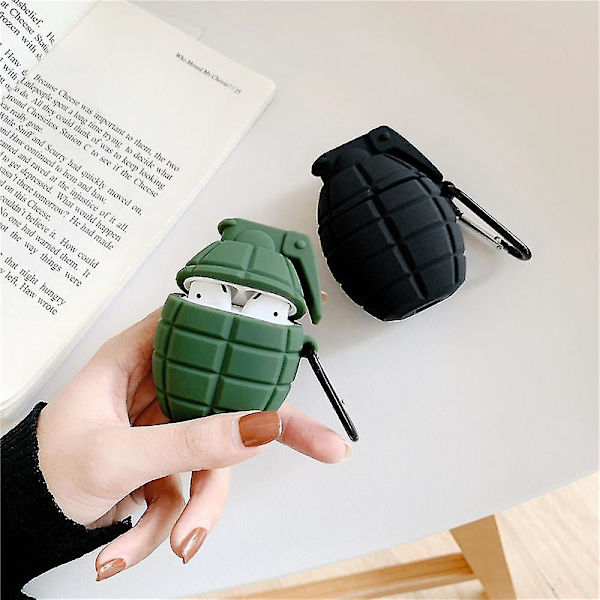 Silikone Etui Kompatibelt med Airpods 1&2 og Sportsdesign Cover (Sort)