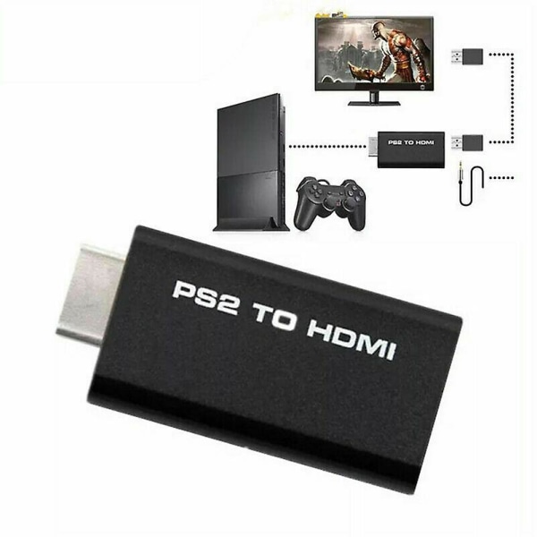 För HDTV-skärm PS2 till HDMI-videokonverterare Adapter med 3,5 mm ljudutgång