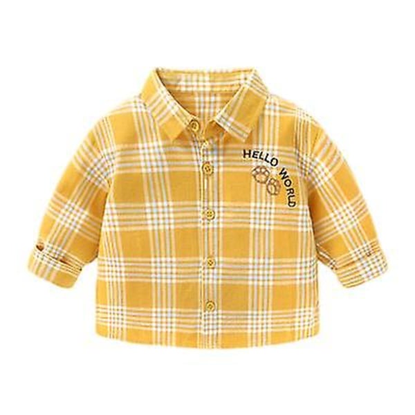 Baby Rutig långärmad skjorta Top Yellow 90CM