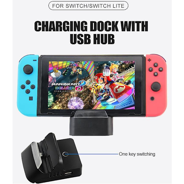Monitoiminen Nintendo Switch HDMI-lataustelakka, kompakti Switch HDMI-adapteri