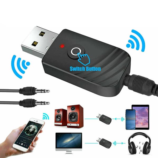 [LCS]In1 Bluetooth Usb Transmitter Modtager Trådløs Audio 3.5mm Adapter Pc Tv Mp3