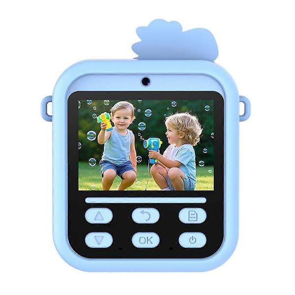 [LCS]S1 2,4 tums IPS-skärm Barnkamera Direktutskrift Digitalkamera Dubbla Linser HD Videoinspelare Multicolor Blue Dinosaur