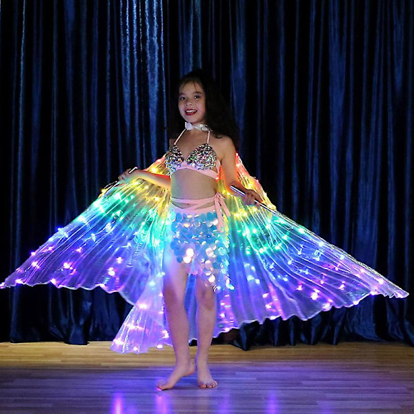 Barn Dansare LED Kappa Föreställning Ljusfjärilsvinge Magdans Karneval Rekvisita A