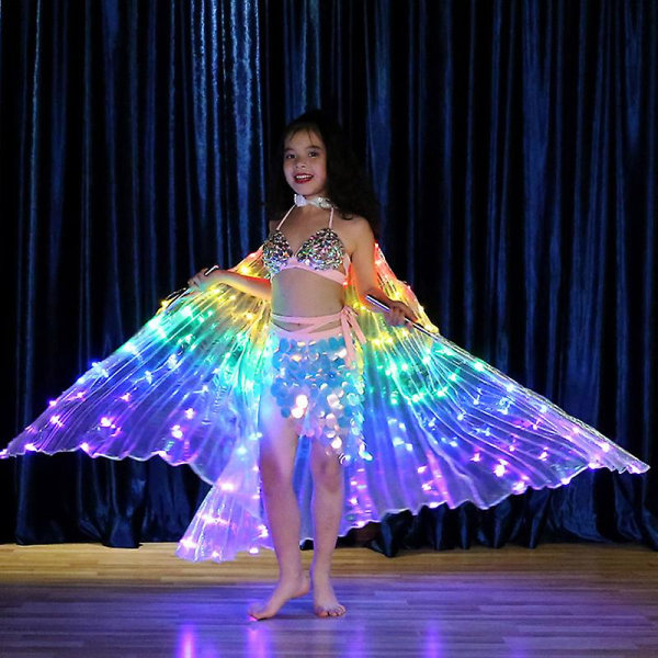 Børn Dansere Led Kappe Performance Lysende Sommerfuglevinge Mavedans Karneval Rekvisit A