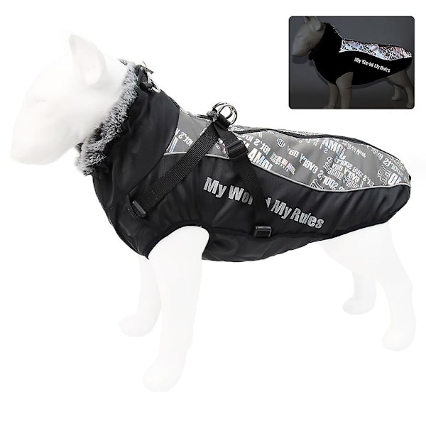 Kläder för stora hundar Vattentät Stor Hundväst Jacka Höst Vinter Varm Husdjurshundrock Reflective White 4XL